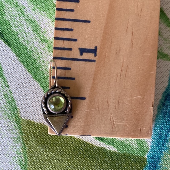 Silver and gold Artisan Handmade Earrings with Green Stone boho vibes - Picture 5 of 6